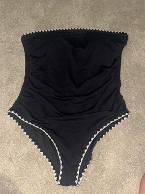 Amazon Women One-Piece Swimwear in Black with White Trim